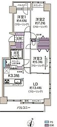 アルス月寒中央アネックス 3LDKの間取図画像