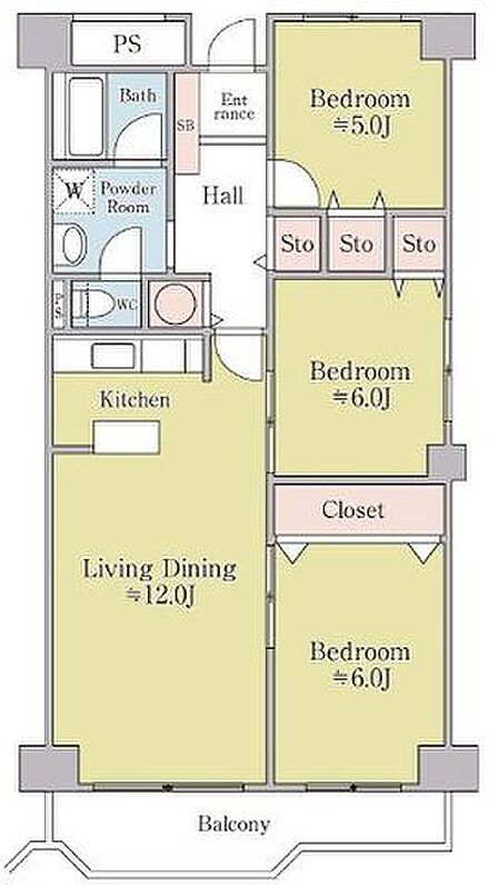 【間取図】対面キッチンの広々LDKと独立性の高い洋室。家事動線も良く快適な住空間です。