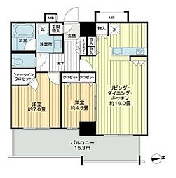 リュークスタワー東棟 2LDKの間取図画像