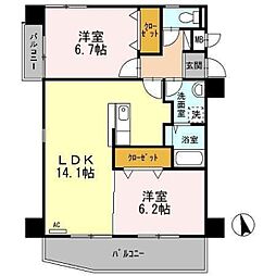フルールアラハ 2LDKの間取図画像