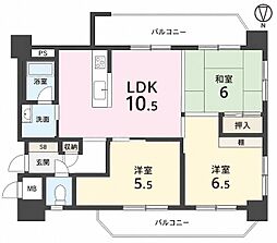 ライオンズマンション寄宮第2 3LDKの間取図画像