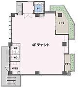 ～4Ｆ間取り図～？貸室面積：134.96 ？（40.82 坪）？テラス：14.20 ？（4.29 坪）