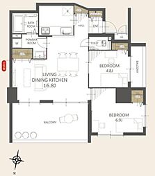 プレミアムコート与儀パークヒルズ 2LDKの間取図画像