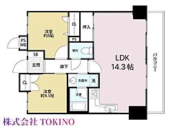 ライオンズタワー安里 2LDKの間取図画像