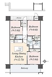 ワイズエステムコート新都心天久 3LDKの間取図画像