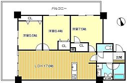 サンクレスト高原 806 8階3LDKの間取り