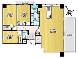 アレイールコザくすの木通りスカイヴュー 3LDKの間取図画像