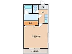 コーポポエム 1Kの間取図画像