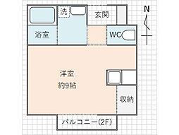 リトルウイング ワンルームの間取図画像