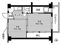 ビレッジハウス仁井田4 2Kの間取図画像