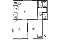 タウニィハーフタイム 2DKの間取図画像