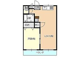 コーポラス城南 1LDKの間取図画像