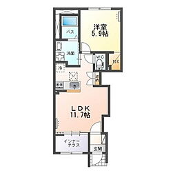 (仮)大塚町新築アパートB棟 1階1LDKの間取り