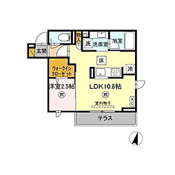 プラデーラ 1階1LDKの間取り