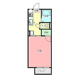 ルミエールA棟 1Kの間取図画像