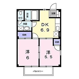 ジュネス文京 1階2DKの間取り