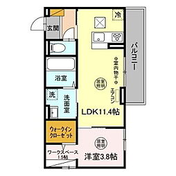 ウエスト・パーク　A 1階1LDKの間取り