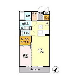 パークドプランタン　Ｂ 1階1LDKの間取り