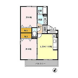 サニーハウス2 2LDKの間取図画像