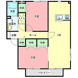 サニーハウス高橋2 2LDKの間取図画像