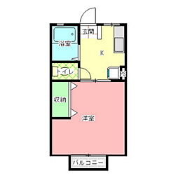 シティハイムカシムラ 1Kの間取図画像