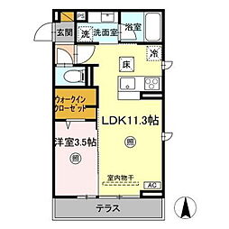 水戸市石川4丁目アパート 1LDKの間取図画像