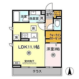 水戸市石川4丁目アパート 1LDKの間取図画像