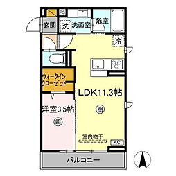 水戸市石川4丁目アパート 1LDKの間取図画像