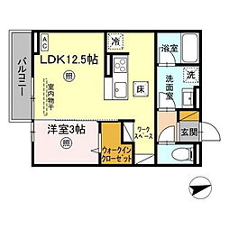 D-room姫子 1LDKの間取図画像