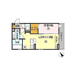ラヴィエベル 1LDKの間取図画像