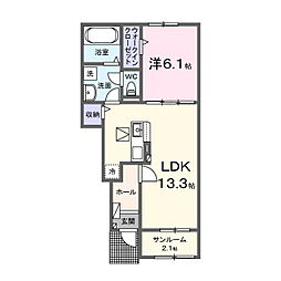 サンライズ・MITOA 1LDKの間取図画像