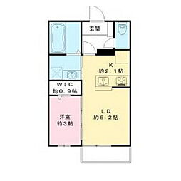 パナ・ハイツ見川A 1LDKの間取図画像