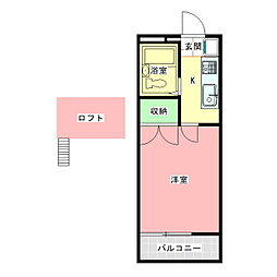 佐川ハイツA棟 1Kの間取図画像