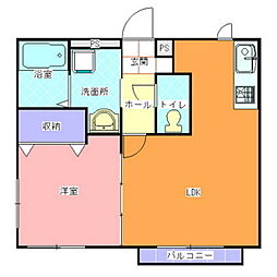 サンライズ金町 1LDKの間取図画像