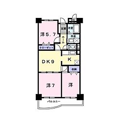 リバーシャトー 3DKの間取図画像