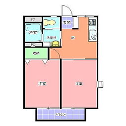 パークハイツ第2 2DKの間取図画像