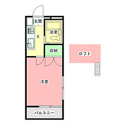 佐川ハイツA棟 1Kの間取図画像