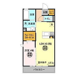 パークドオートムD 1LDKの間取図画像