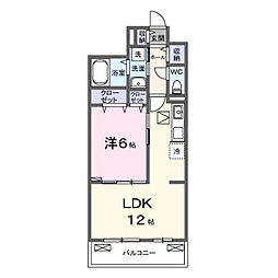 ヴィラバース 1LDKの間取図画像