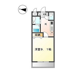 アリエッタ赤塚 1Kの間取図画像