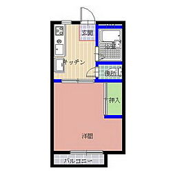 コーポワスギ 1Kの間取図画像