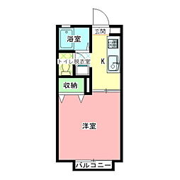 グリーンヒルハイツD 1Kの間取図画像