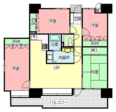 スタンダードで使いやすい、採光・風通しもよい間取りです