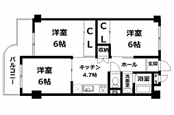 野田マンション 3Kの間取図画像