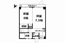 伊豆山コーポラス 2Kの間取図画像