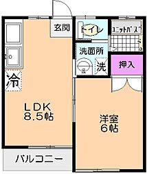 MP-3番館 1LDKの間取図画像