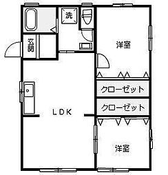 ガーデンウォールB 2LDKの間取図画像