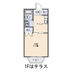 第2コーポ田村 1Kの間取図画像