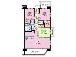 モナーク沼津 3LDKの間取図画像