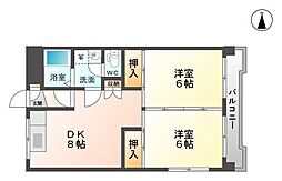 ハピネス川口 2DKの間取図画像